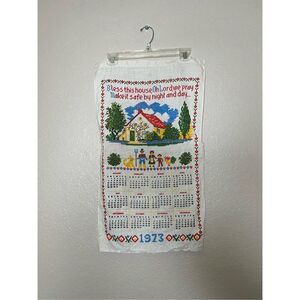 Vintage 1973 Bless this House tapestry calendar 15x27
